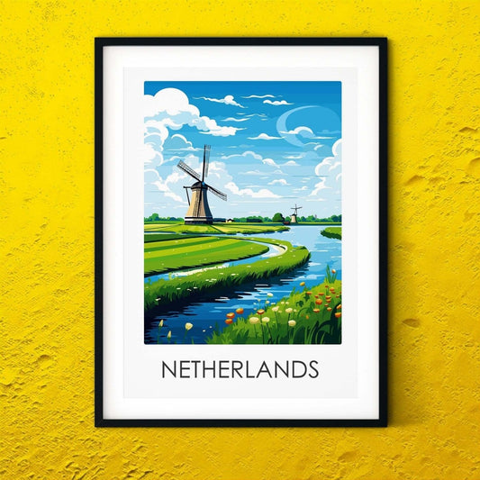 Netherlands modern travel print graphic travel poster