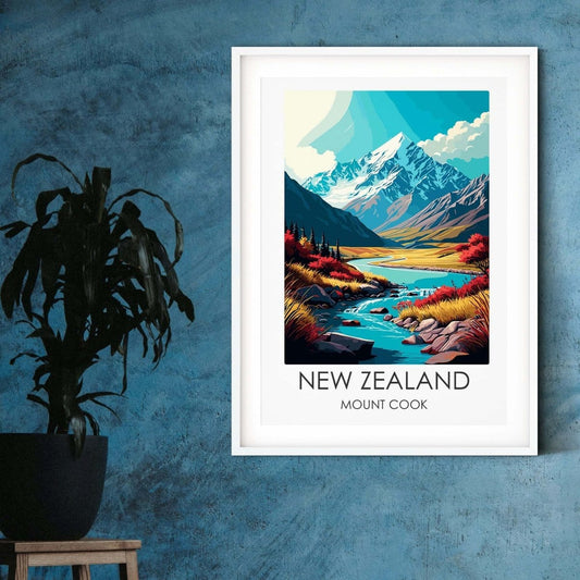 New Zealand modern travel print graphic travel poster