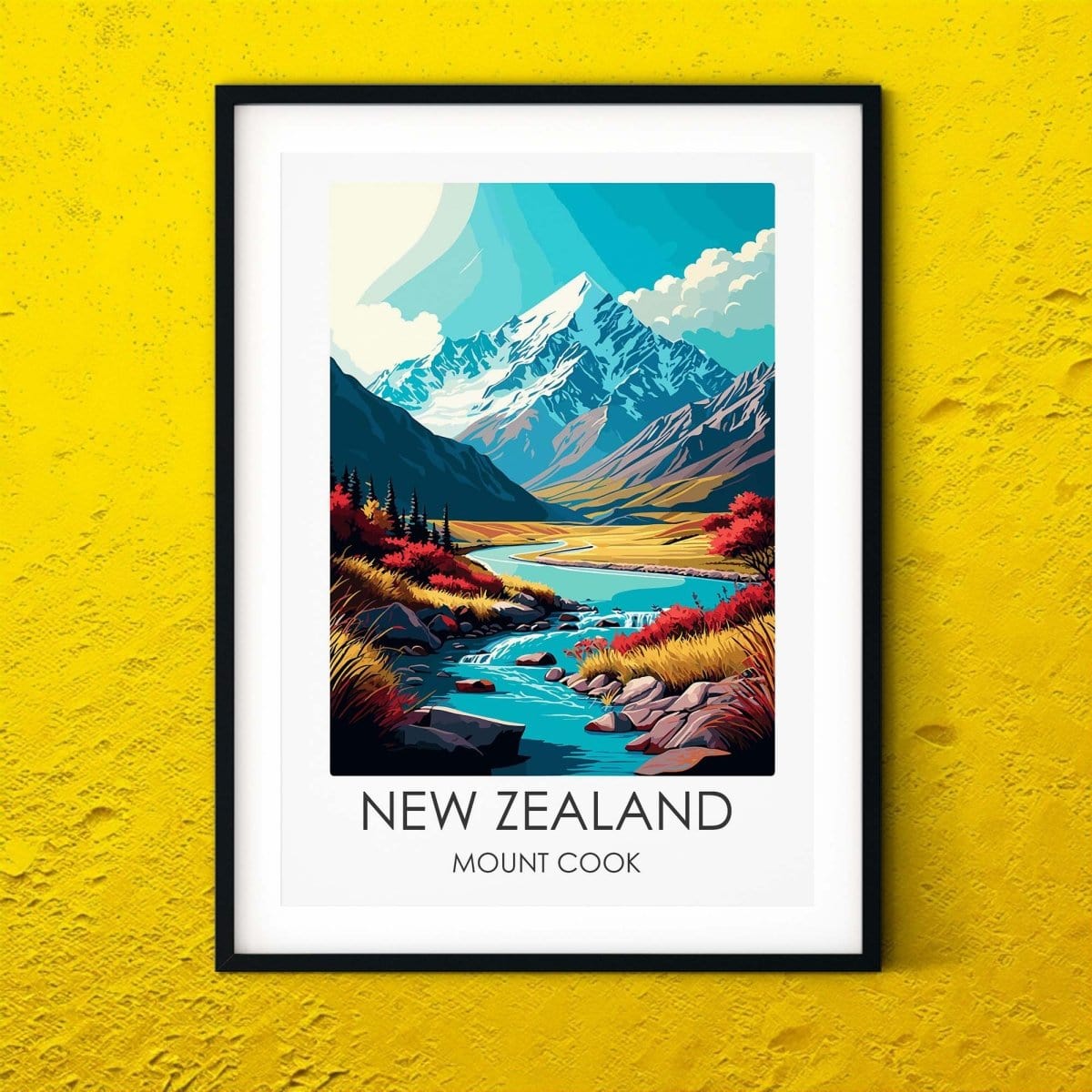 New Zealand modern travel print graphic travel poster