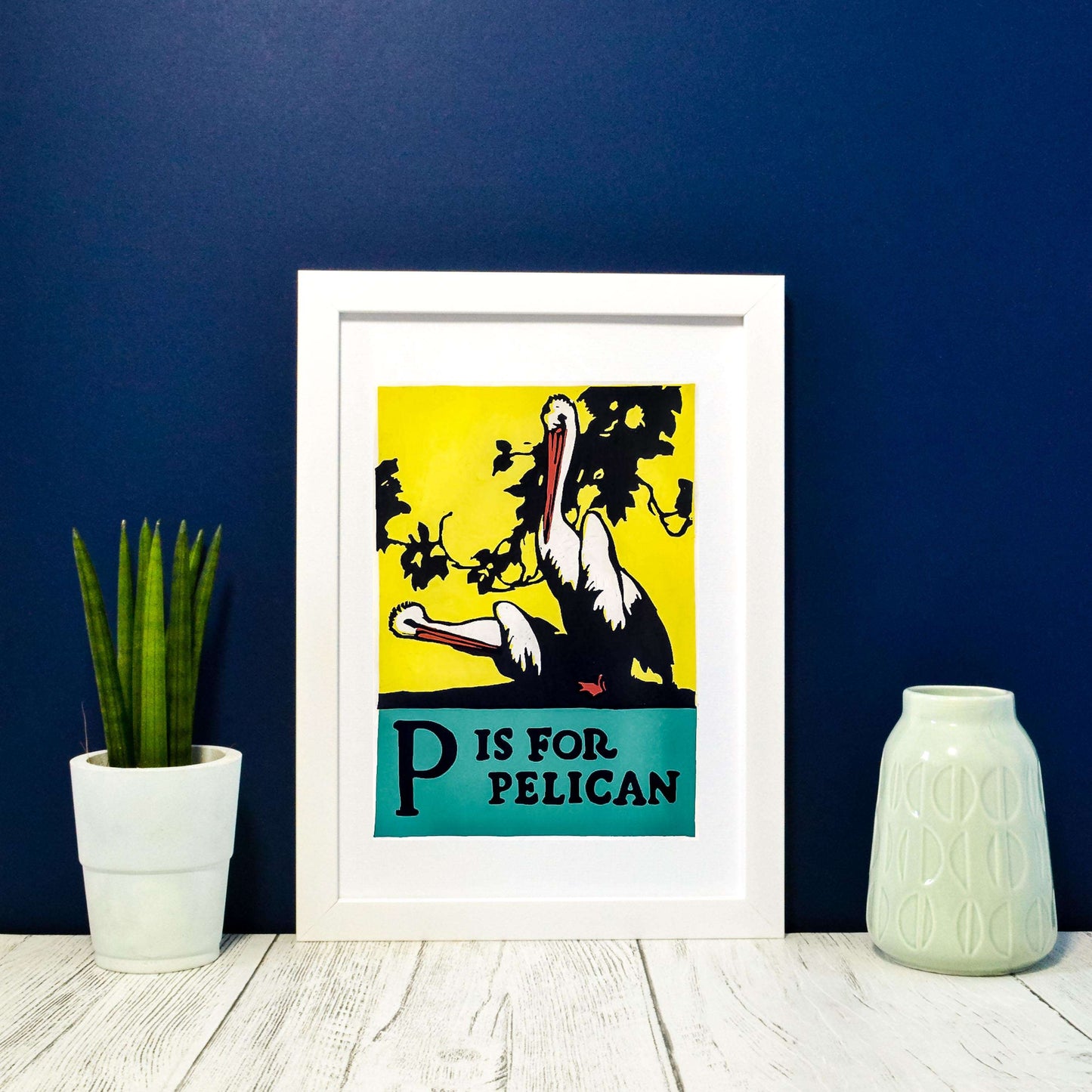 P is for Pelican print, letter P print vintage animal alphabet abc print Alphabet Prints