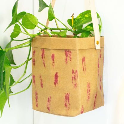 Painted Hanging paper planter or storage bag