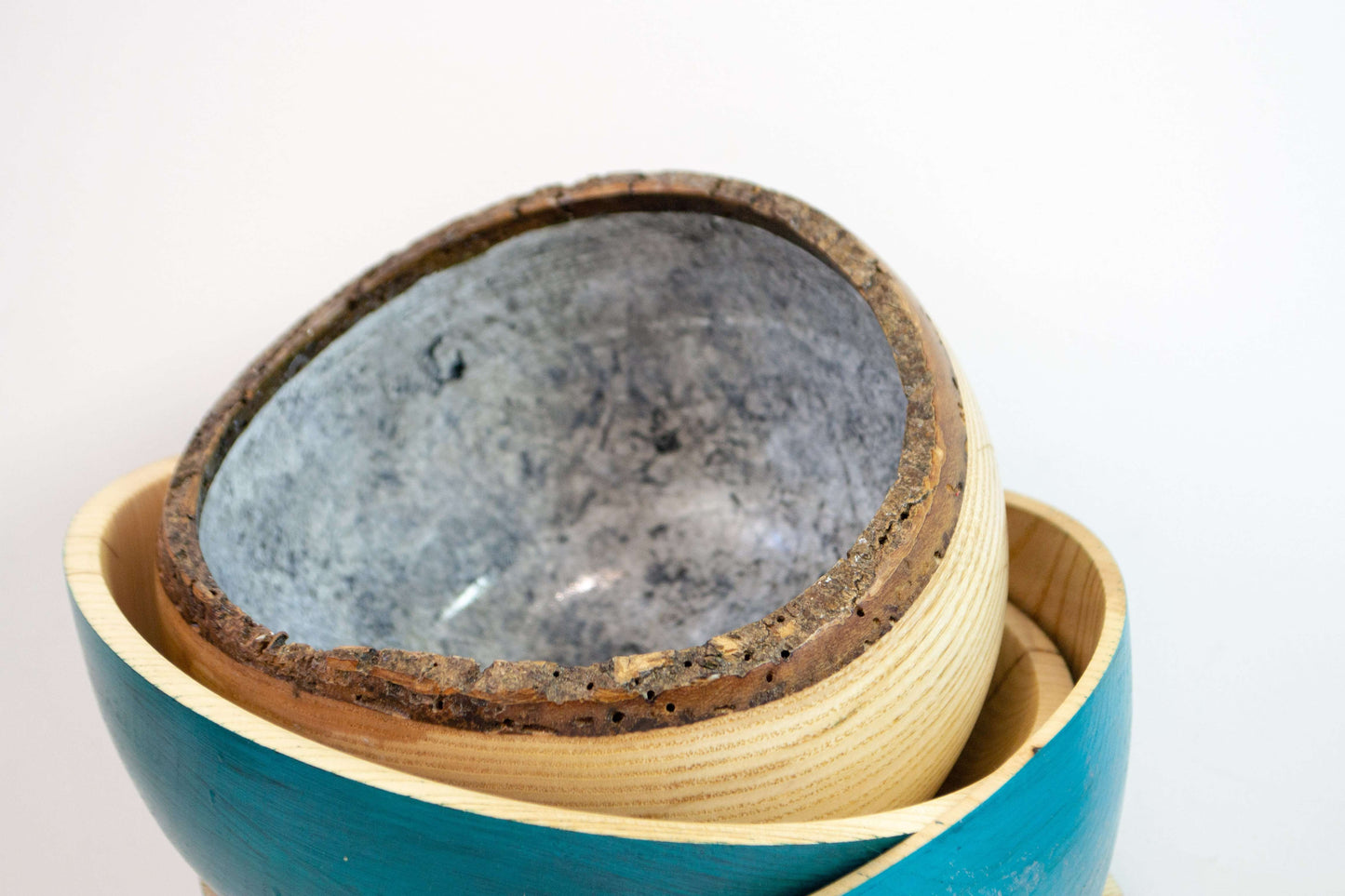 Hand turned ash wood decorative bowl homewares
