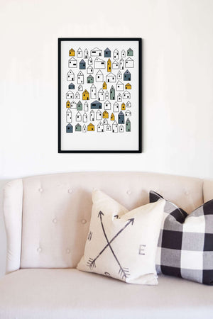 Personalised Little House print, New Home House warming gift