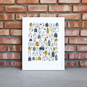 Personalised Little House print, New Home House warming gift