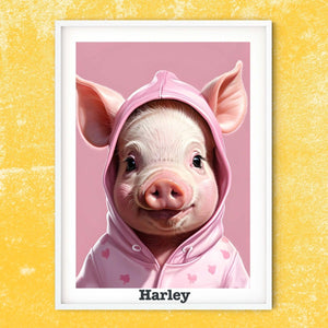 Baby clothed Pigs print, personalised nursery prints