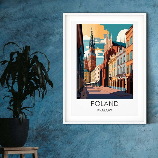 Poland Krakow modern travel print graphic travel poster