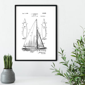 Sailboat patent print patent print