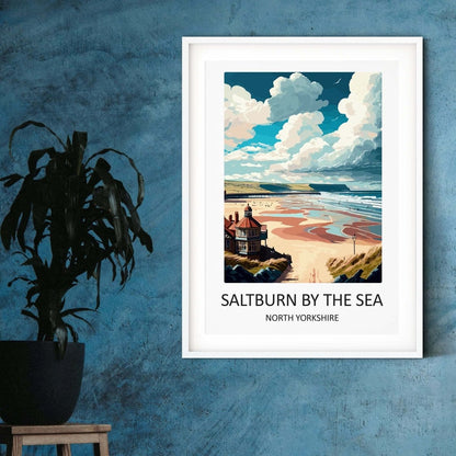 Yorkshire Print travel posters UK beach Saltburn by the Sea