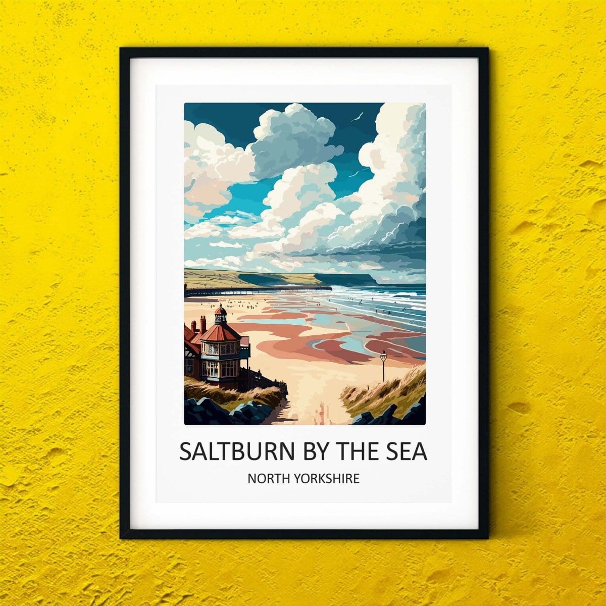 Yorkshire Print travel posters UK beach Saltburn by the Sea