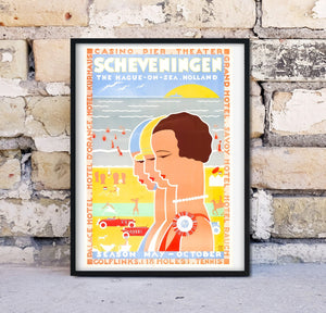 Scheveningen vintage travel poster Vintage Advertising Prints