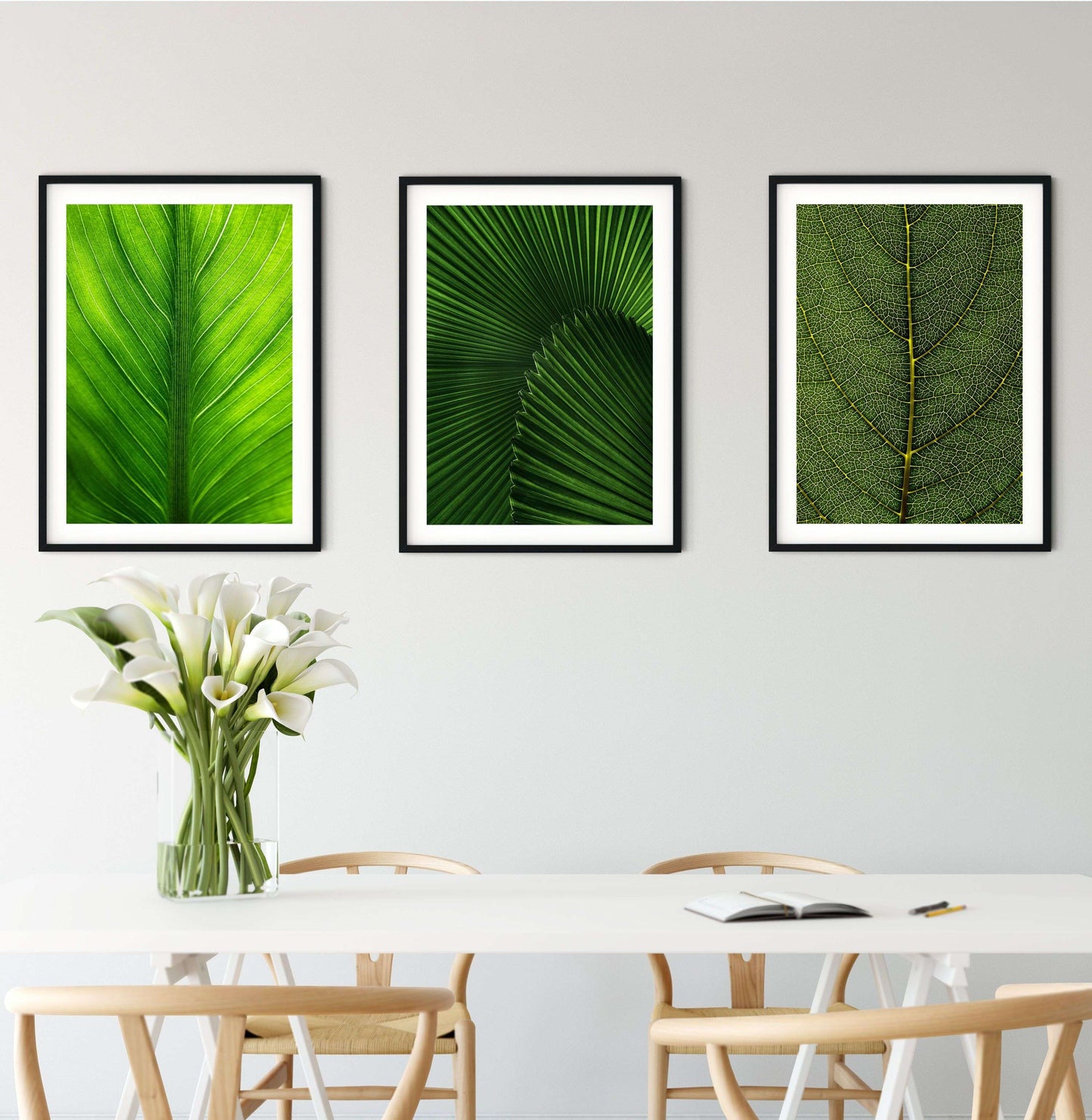 Set of 3 leaf photography prints gallery wall art set, close up triptych print set Photography Prints