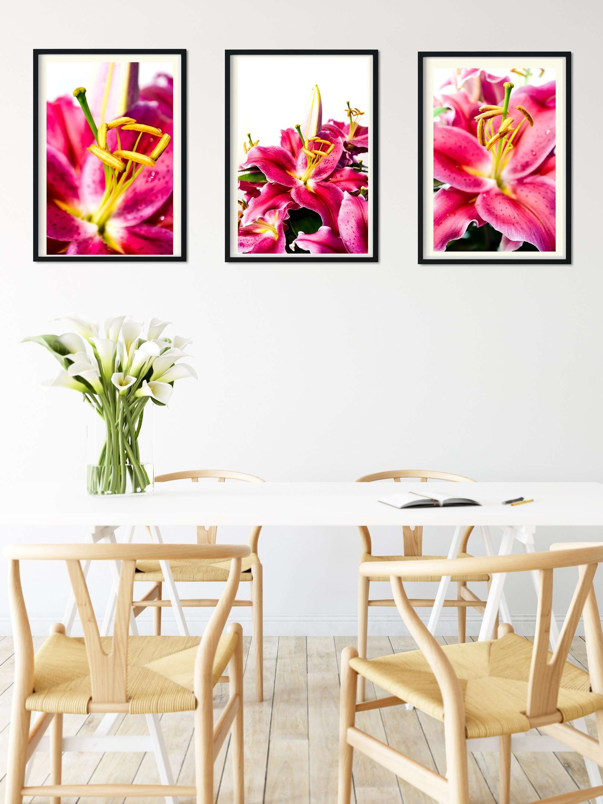 Set of 3 Pink Tiger Lilly minimalist photography prints Photography Prints