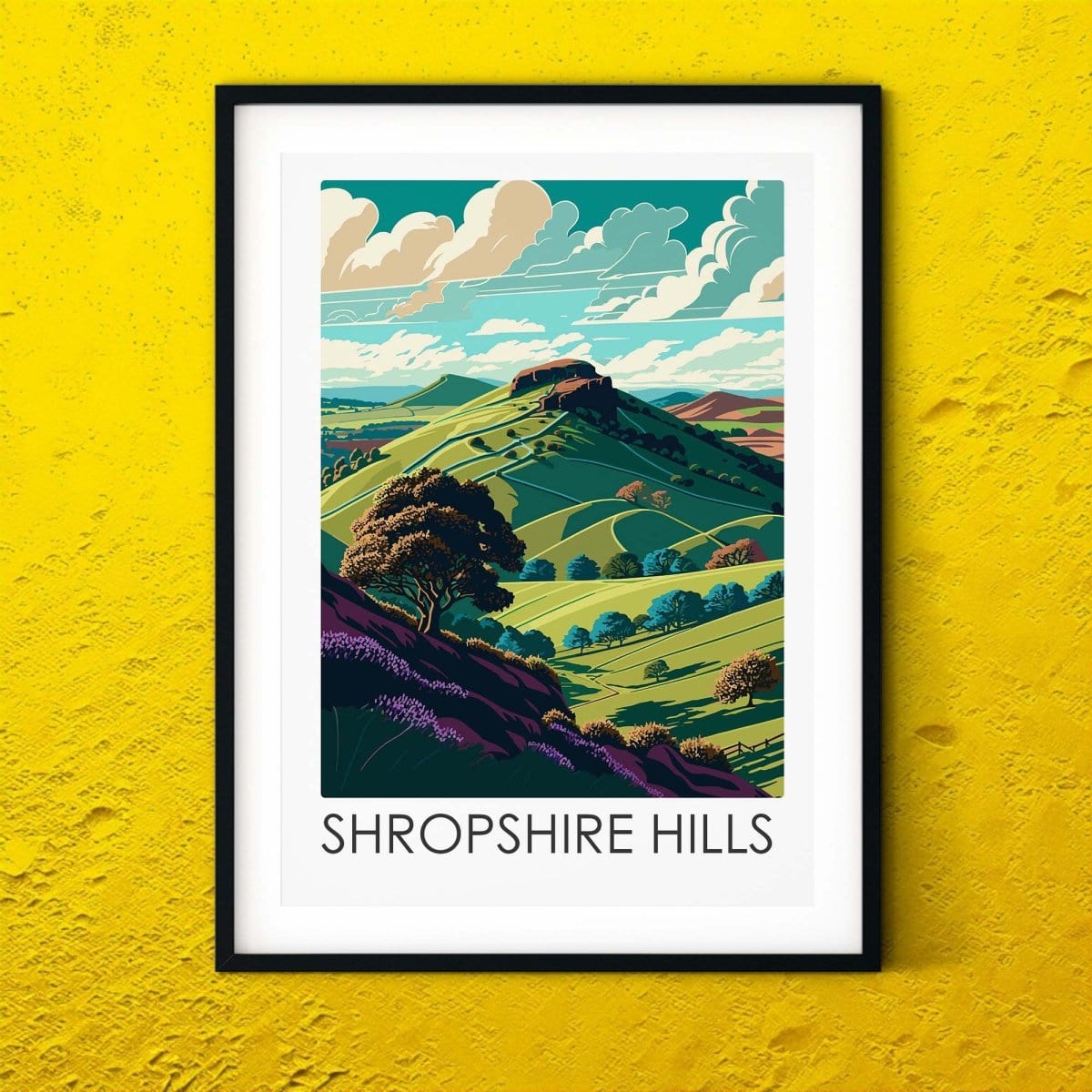 Shropshire hills travel posters UK landscape print