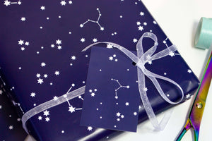 Navy Stars Wrapping Paper gift tag Set Wrapping paper