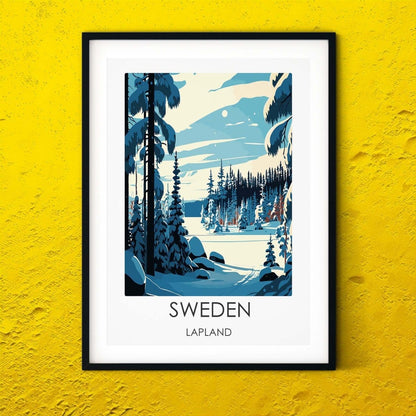 Lapland Sweden modern travel print graphic travel poster
