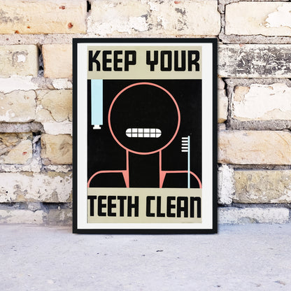 Keep your teeth clean dentist illustration print vintage prints