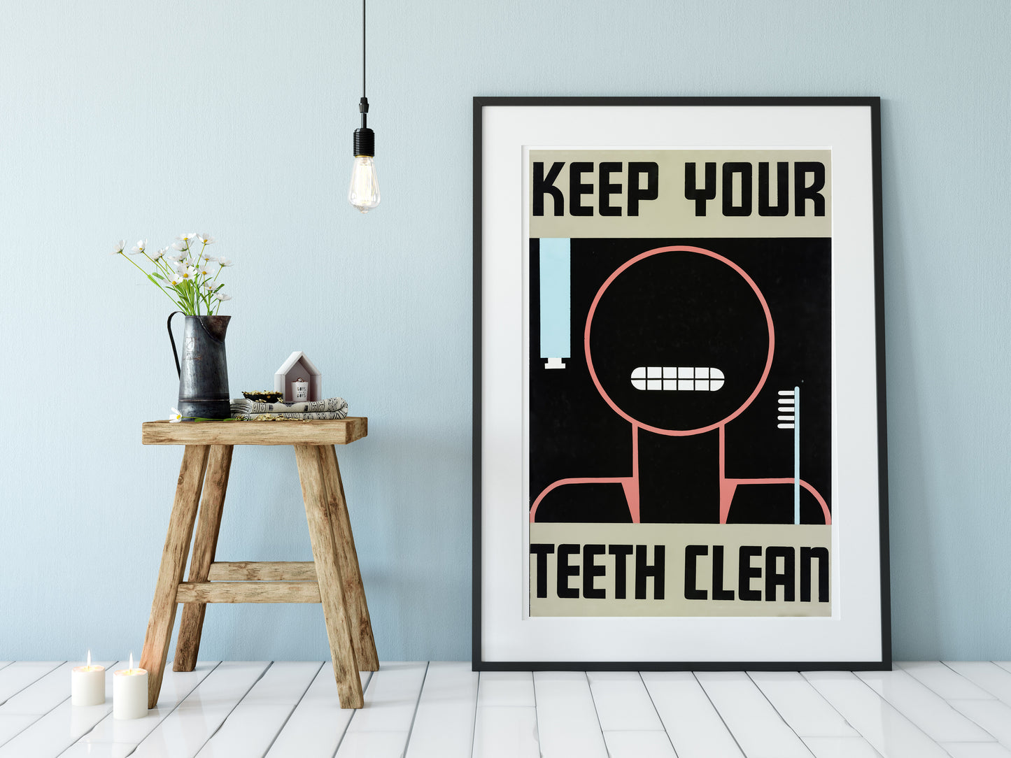 Keep your teeth clean dentist illustration print vintage prints
