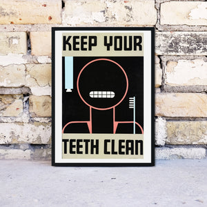 Keep your teeth clean dentist illustration print