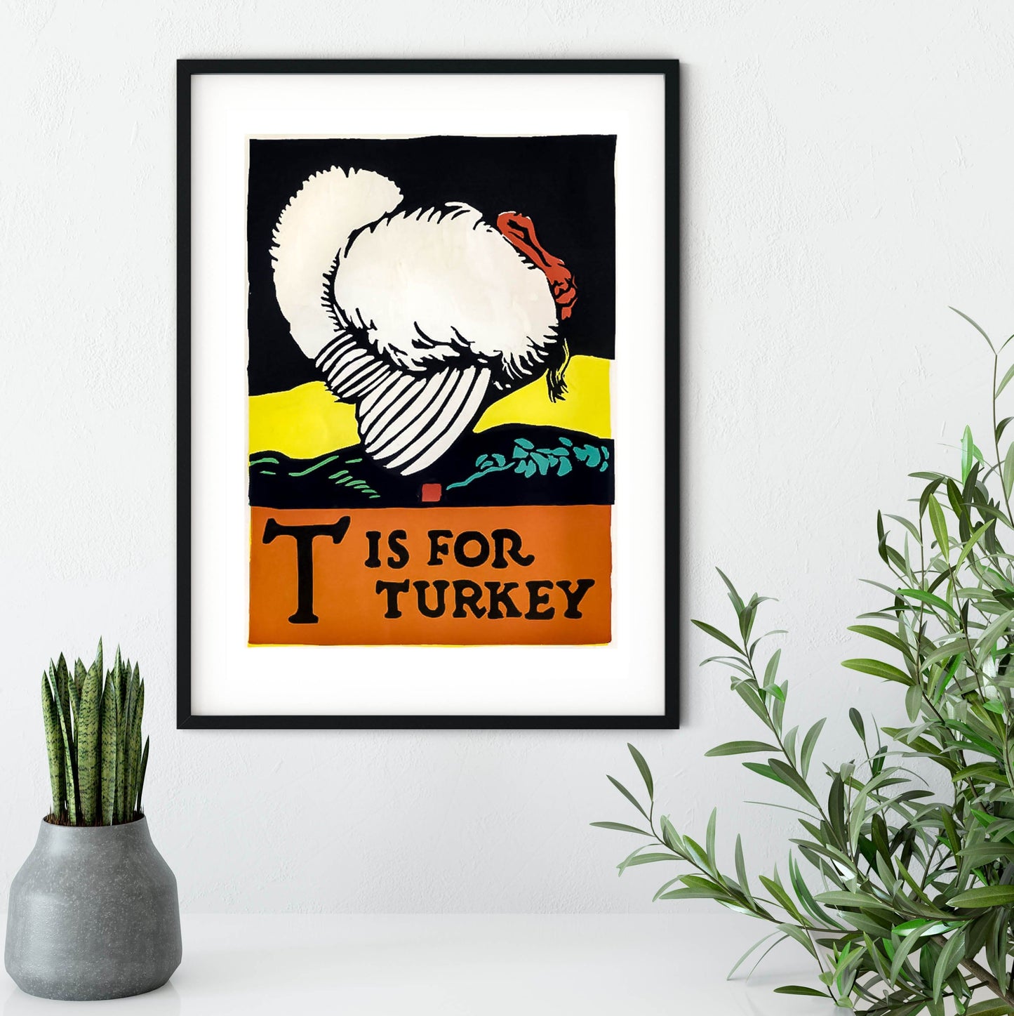 T is for Turkey print, letter T print bird wall art animal alphabet T print alphabet prints