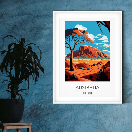 Australia Uluru modern travel print Ayers Rock graphic travel poster