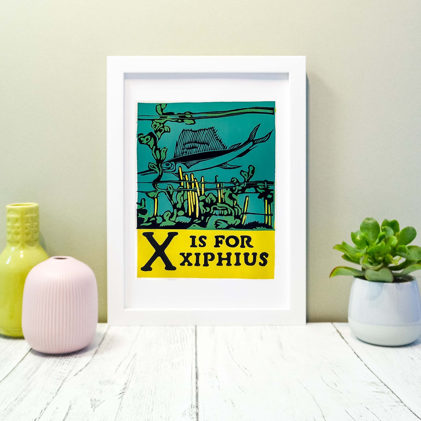 X is for Xiphius print, letter X print, abc print Animal alphabet Fish print Alphabet Prints